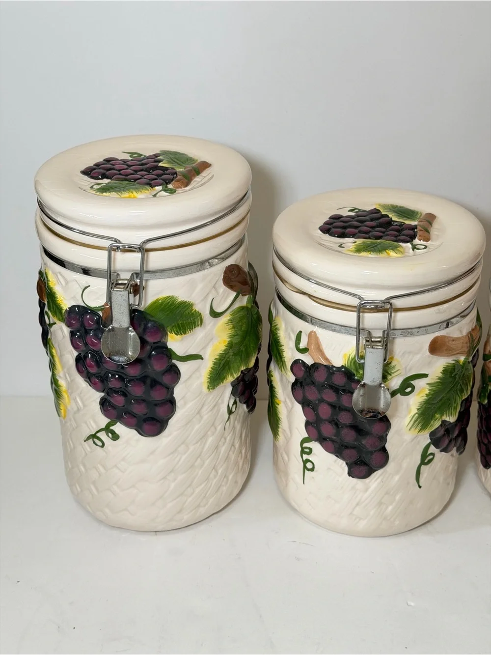 Vintage Home Essentials and Beyond Ceramic Canister Set - Lush Grapes 4-Piece